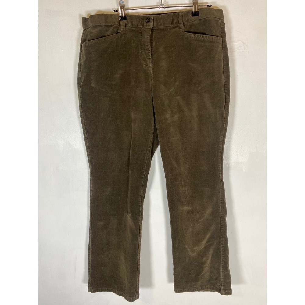 Orvis Olive Green Corduroy Pants Women's 14 Straight Leg Stretch Casual Career